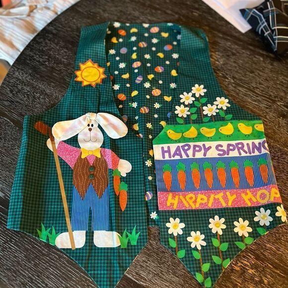 Handmade Easter Bunny Reversible Open Front Vest O/S - Picture 1 of 6